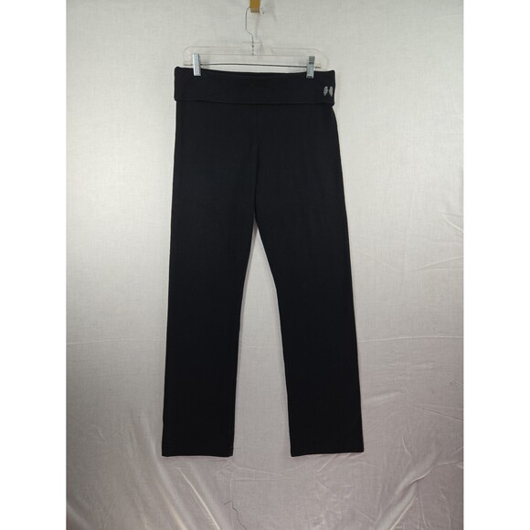 Victoria's Secret Angel Foldover Black & Rose Gold Foil Yoga Pants Large SHORT - Picture 7 of 8